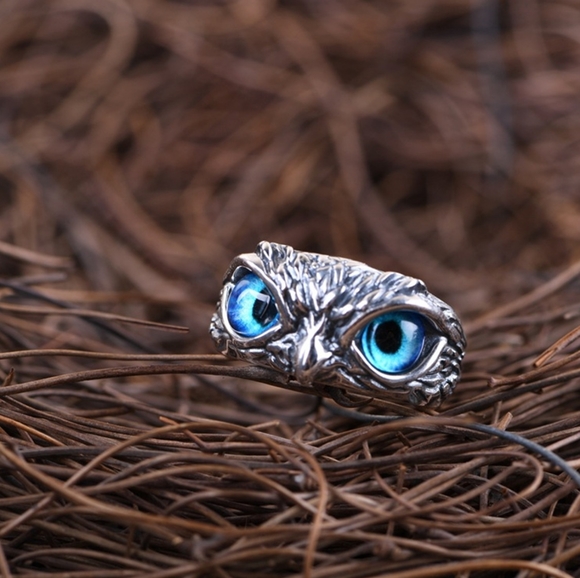 S925 Silver Vintage Owl Ring - Picture 2 of 4